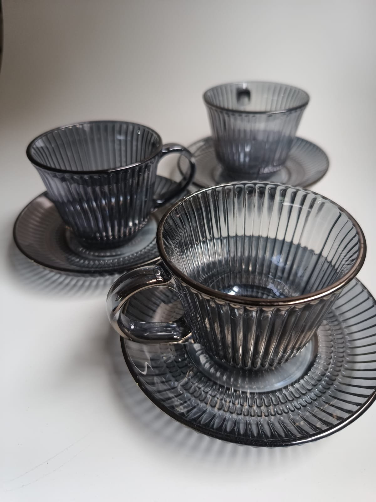 Set tazas de vidrio 12 piezas negro - 200 ml