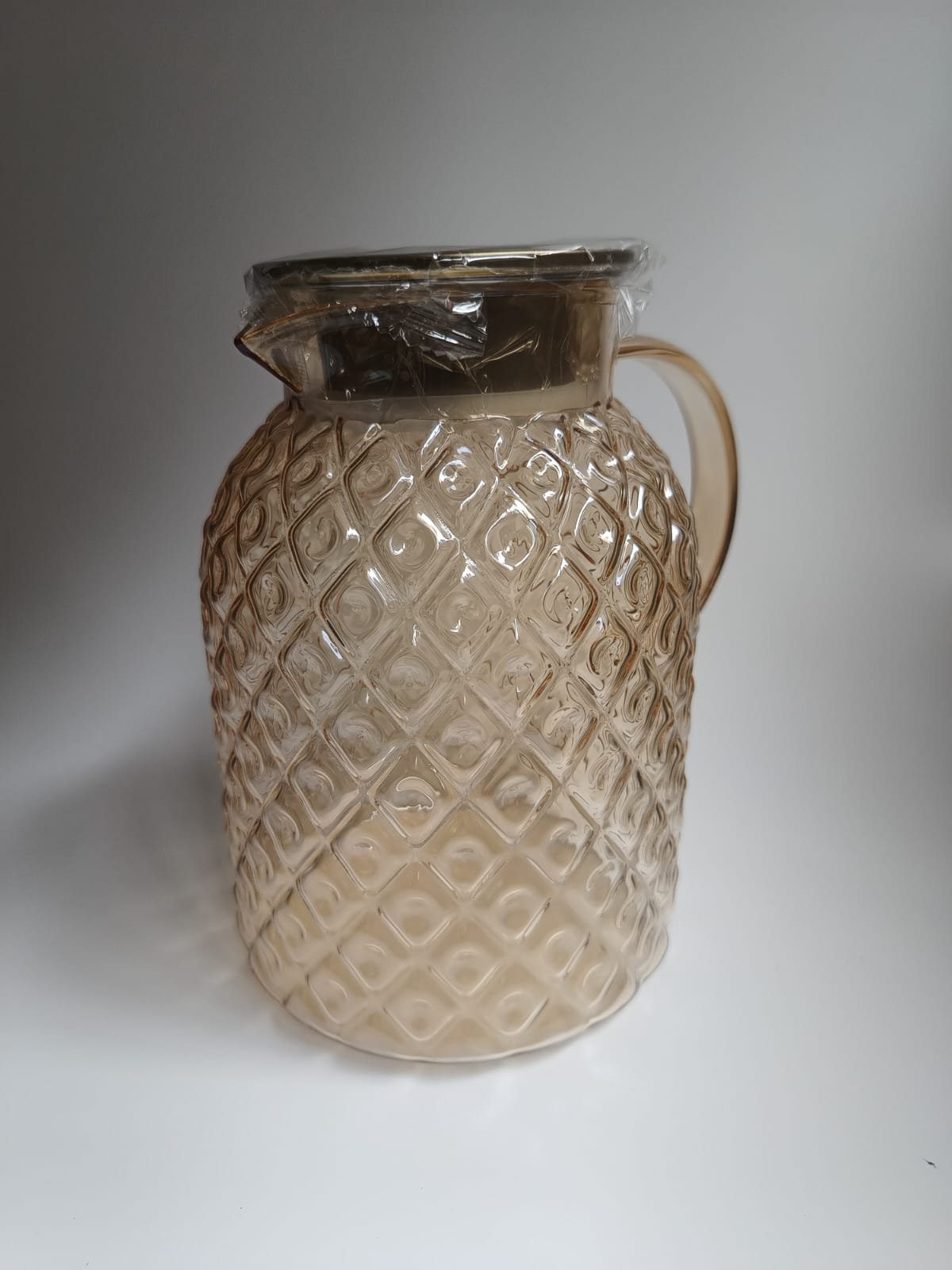 Jarra vidrio ámbar 1800 ml con tapa de acero